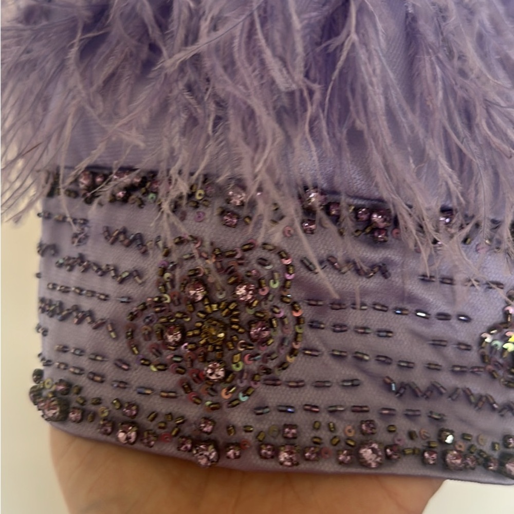 Lavender Lilac Feathered Mini Feather Formal Sue Wong Bridal Nocturne - Picture 4 of 7